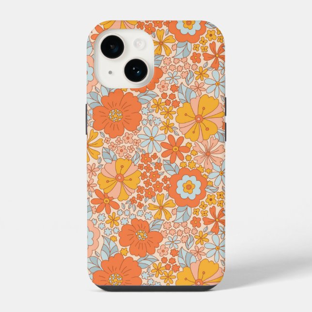 Padrão de Flor Retro Laranja (Verso)