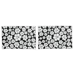 Padrão de Flor Retroativo em Branco em Preto