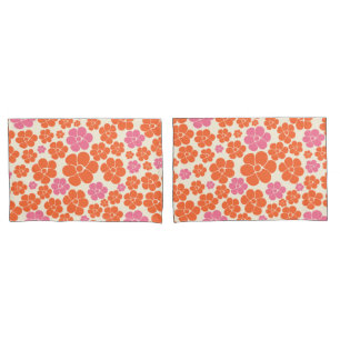 Padrão de Flor - Rosa, Laranja e Creme