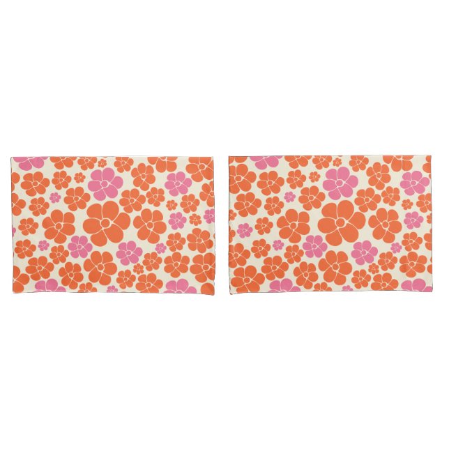Padrão de Flor - Rosa, Laranja e Creme (Frente - conjunto)