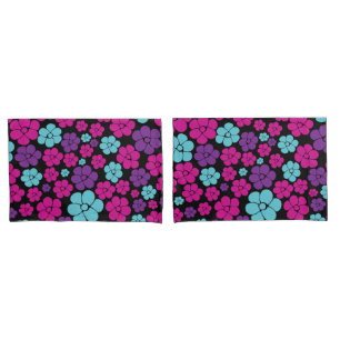 Padrão de Flor - Rosa, Púrpura, Azul e Preto