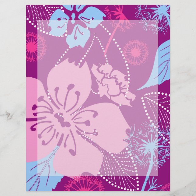 Padrão de Flor Roxo 8,5" x 11"Letterhead (Frente)