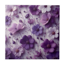 Padrão de Flor Roxo em um Fundo Branco