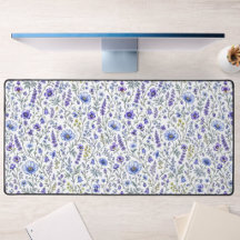 Padrão de Flor Silvestre Aquarela Roxo Azul