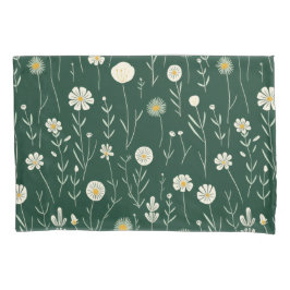 Padrão de Flor Silvestre Elegante em Verde Escuro