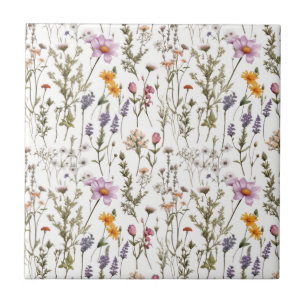 Padrão de Flor Silvestre Rosa Roxo Elegante
