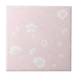 Padrão de Flor Silvestre Rosa Suave e Branco Atenu