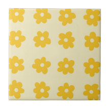 Padrão de Flor Simples Tropical Amarelo Retroativo