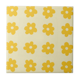 Padrão de Flor Simples Tropical Amarelo Retroativo