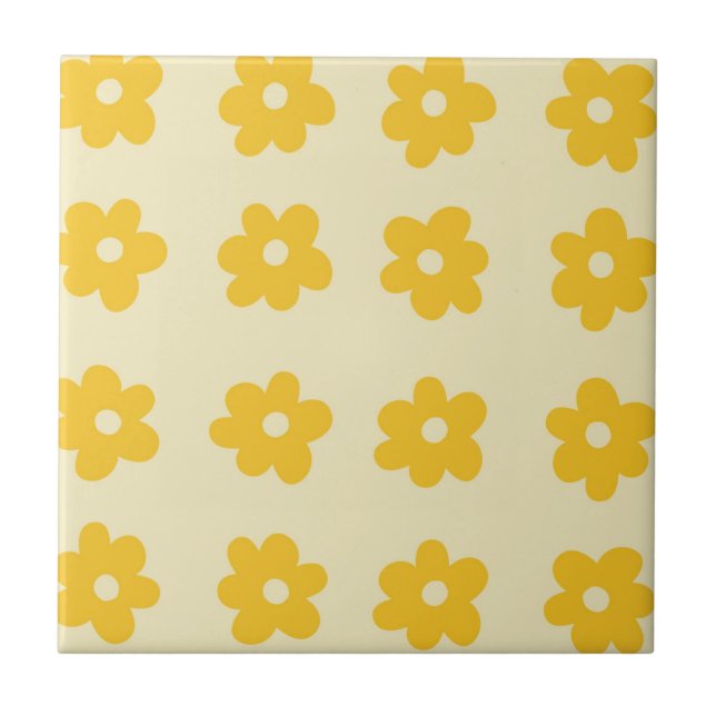 Padrão de Flor Simples Tropical Amarelo Retroativo (Frente)