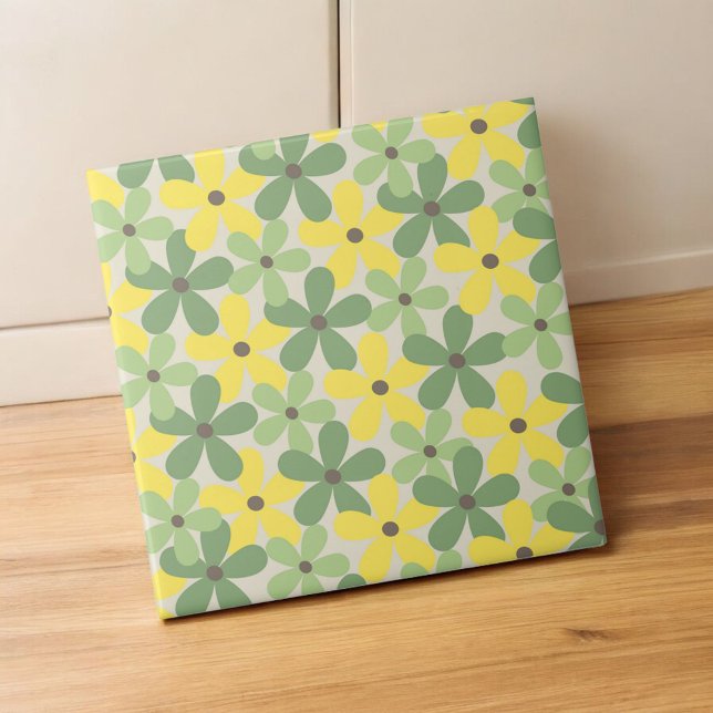 Padrão de Flor Verde Amarelo Retroativo Y2K 70s (Criador carregado)