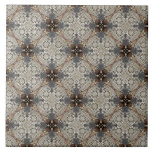 Padrão de Flor Vintage Bege, Cinza, Bronze