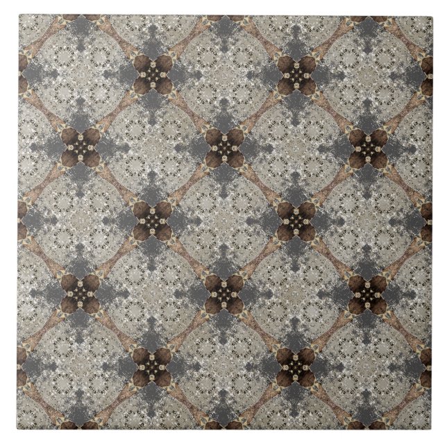 Padrão de Flor Vintage Bege, Cinza, Bronze (Frente)