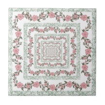 Padrão de Flor Y2K 70s - Borda Cor-de-Rosa Verde