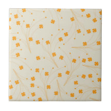 Padrão de Flor Y2K 70s do Orange Beige Retro