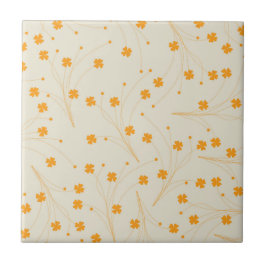 Padrão de Flor Y2K 70s do Orange Beige Retro