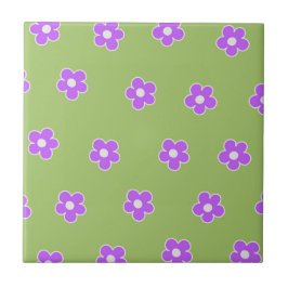 Padrão de Flor Y2K Retro Roxo Verde