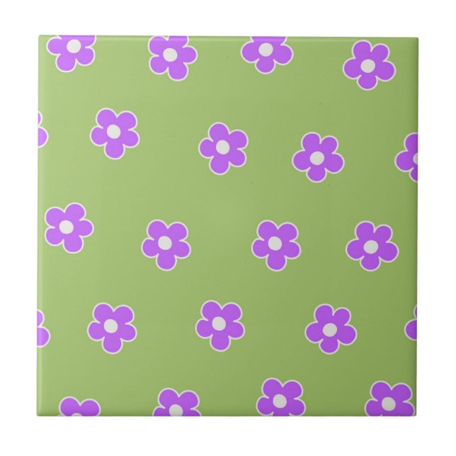 Padrão de Flor Y2K Retro Roxo Verde (Frente)