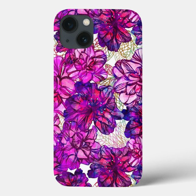 Padrão De Flores De Abstrato Rosa E Roxo (Verso)