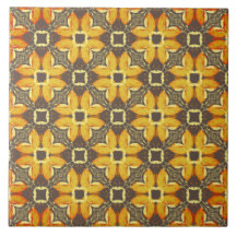 Padrão de flores de Hipster amarelo, Cinza e taupe