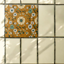 Padrão de Flores de Mostarda Retro de Outono