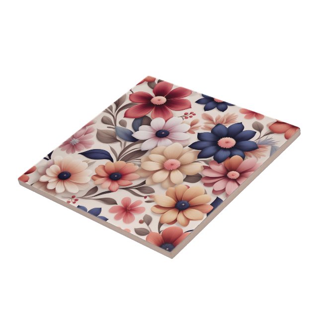 Padrão de flores e folhas cor-de-rosa em negrito (Lateral)