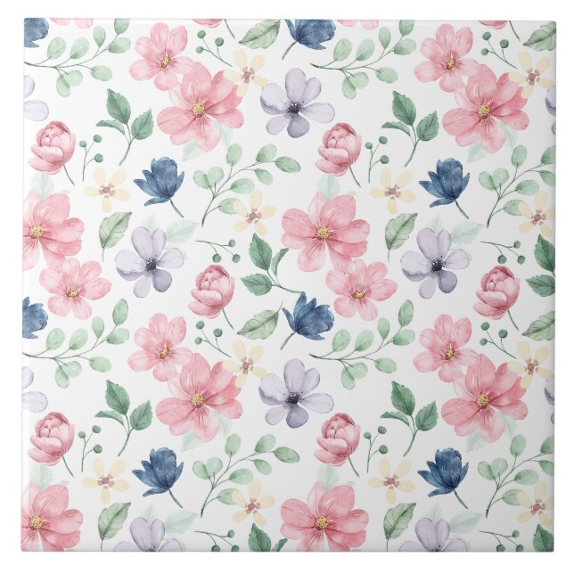 Padrão de Flores e Folhas de primavera (Frente)
