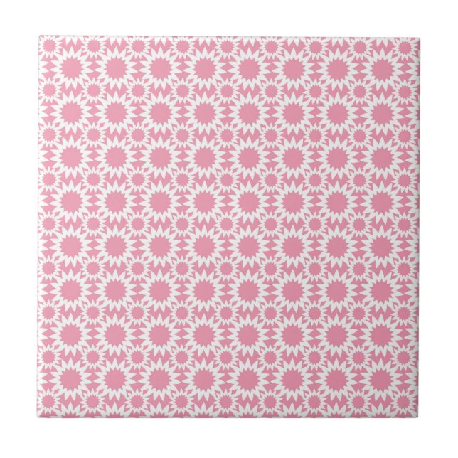 Padrão de Flores Estrela Fofas Rosa e Branco (Frente)