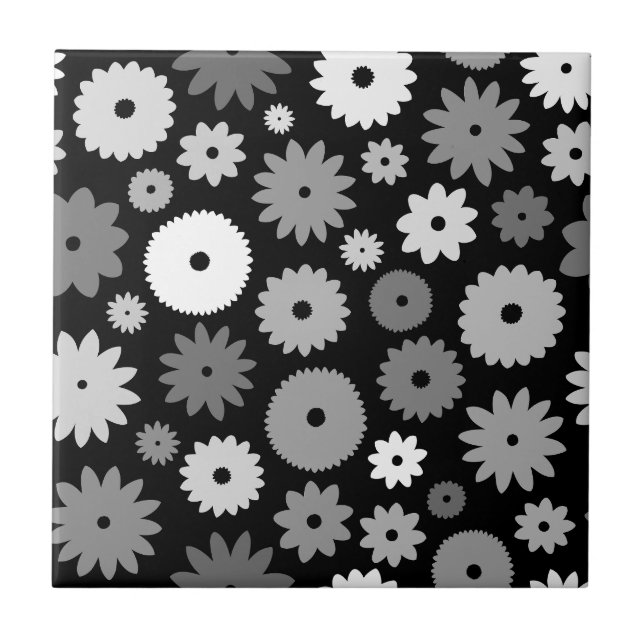 Padrão de Flores Monocromáticas (Frente)