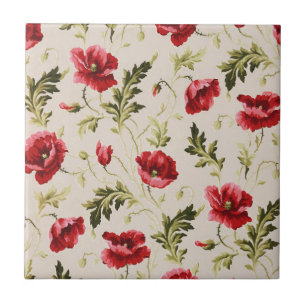 Padrão de flores papoulas vermelhas brilhantes vin
