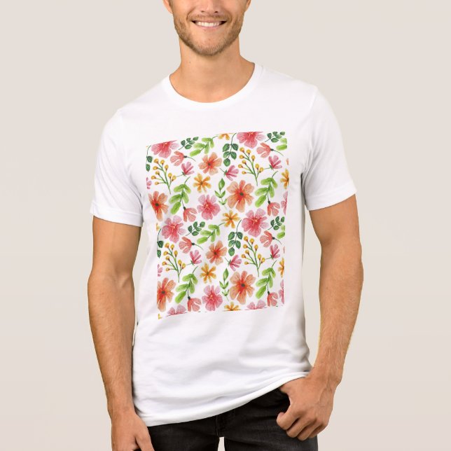 Padrão de Flores Rosa em Aquarela (Frente)