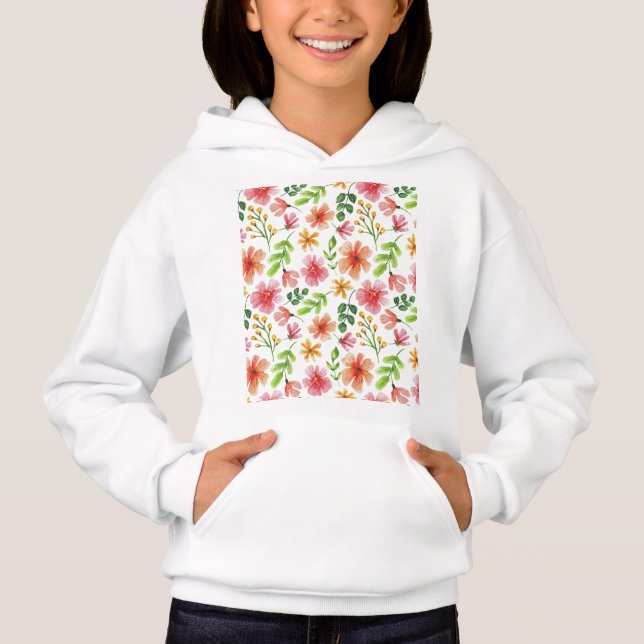 Padrão de Flores Rosa em Aquarela (Frente)