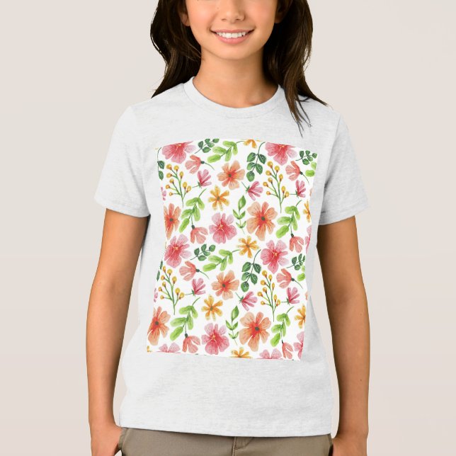 Padrão de Flores Rosa em Aquarela (Frente)