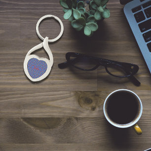 Padrão de flores selvagens nome azul Chaveiro de m