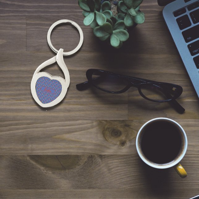 Padrão de flores selvagens nome azul Chaveiro de m (Criador carregado)