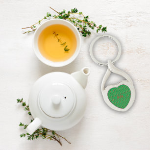 Padrão de flores selvagens nome verde Chaveiro