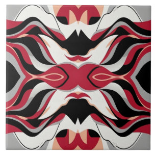 Padrão de Fluxo Abstrato Vermelho e Preto Simétric