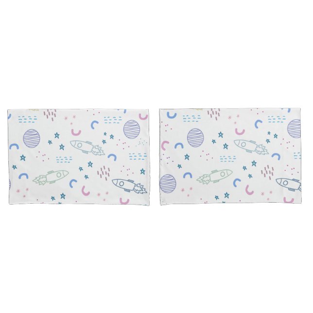 Padrão de Foguetes Espaciais | Capa de Travesseiro (Frente - conjunto)