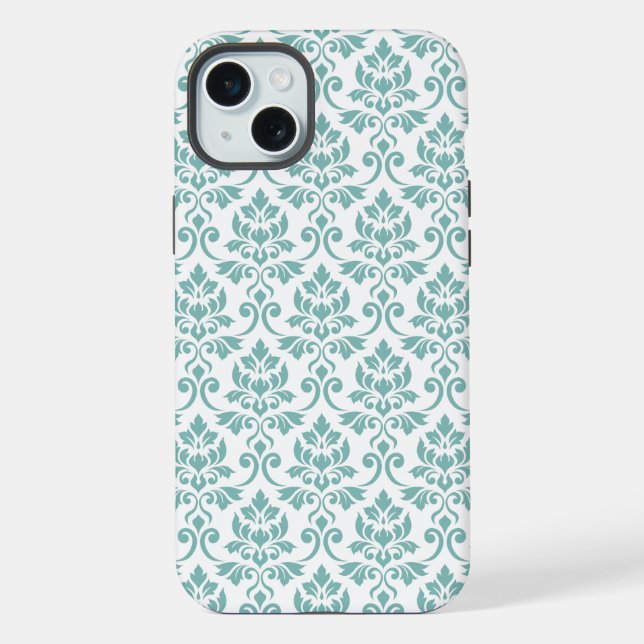 Padrão de Folha Damask Verde Azul (Verso)