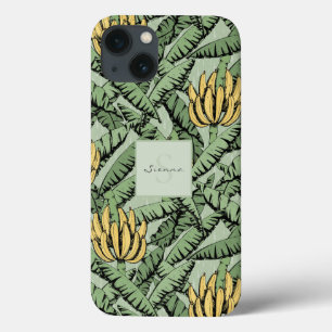 Padrão de Folha de Banana Verde Tropical Chic