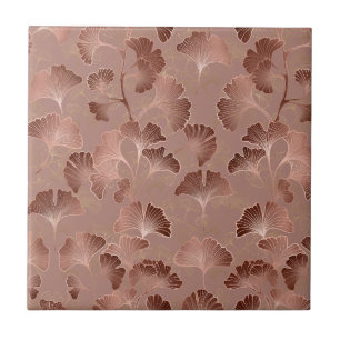 Padrão de Folha de Ginkgo Rosa Moderno Luxuoso