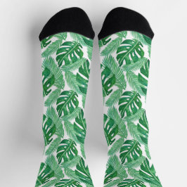 Padrão de Folha de Monstera Tropical de Aquarela