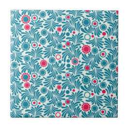Padrão de Folhagem Azul-turquesa e Magenta Elegant