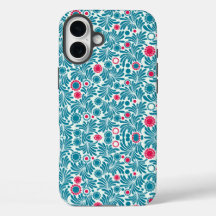 Padrão de Folhagem Azul Turquesa e Magenta Elegant