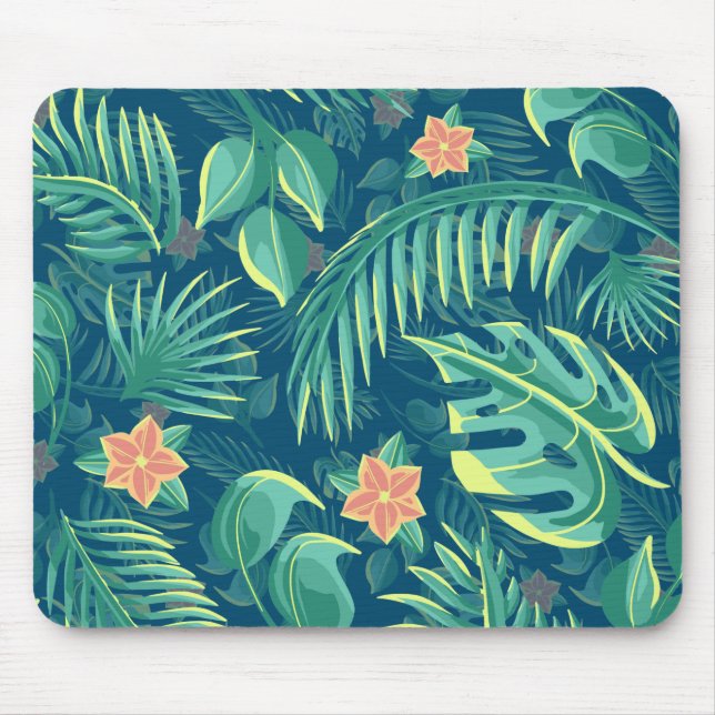 Padrão de Folhagem Tropical Mousepad (Frente)