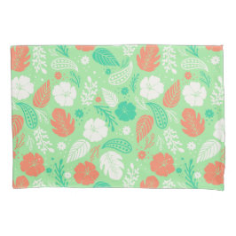 Padrão de Folhagem Tropical Verde e Laranja