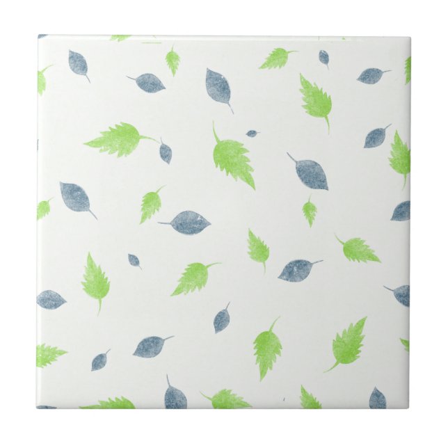 Padrão de Folhas Azul e Verde (Frente)