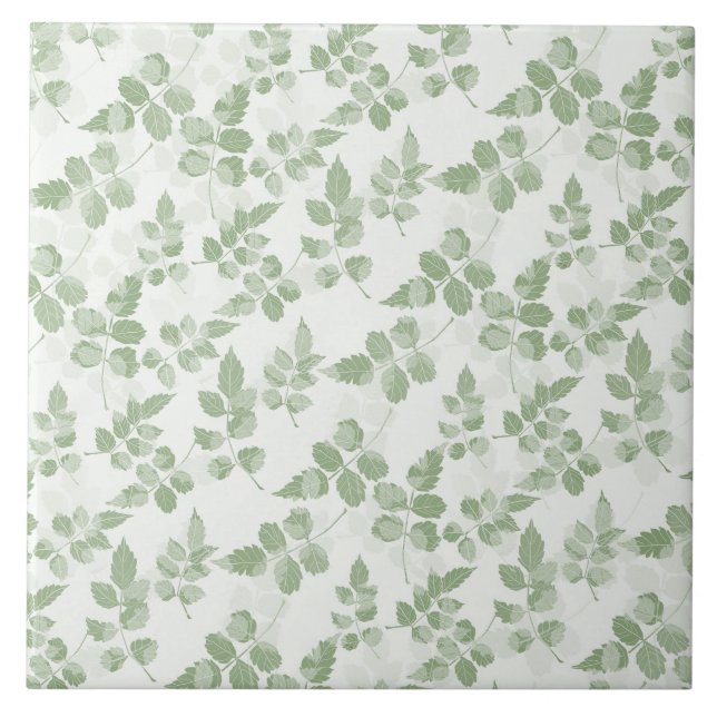 Padrão de folhas botânicas em verde azulado modern (Frente)