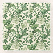 Padrão de folhas de acanto verde escuro ornamentad
