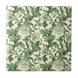Padrão de folhas de acanto verde escuro ornamentad